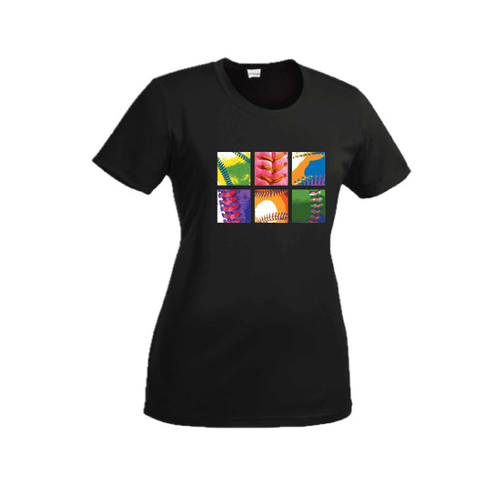 Baseball Squares | Women’s Short Sleeve Crewneck Baseball T-Shirts | 100% Polyester