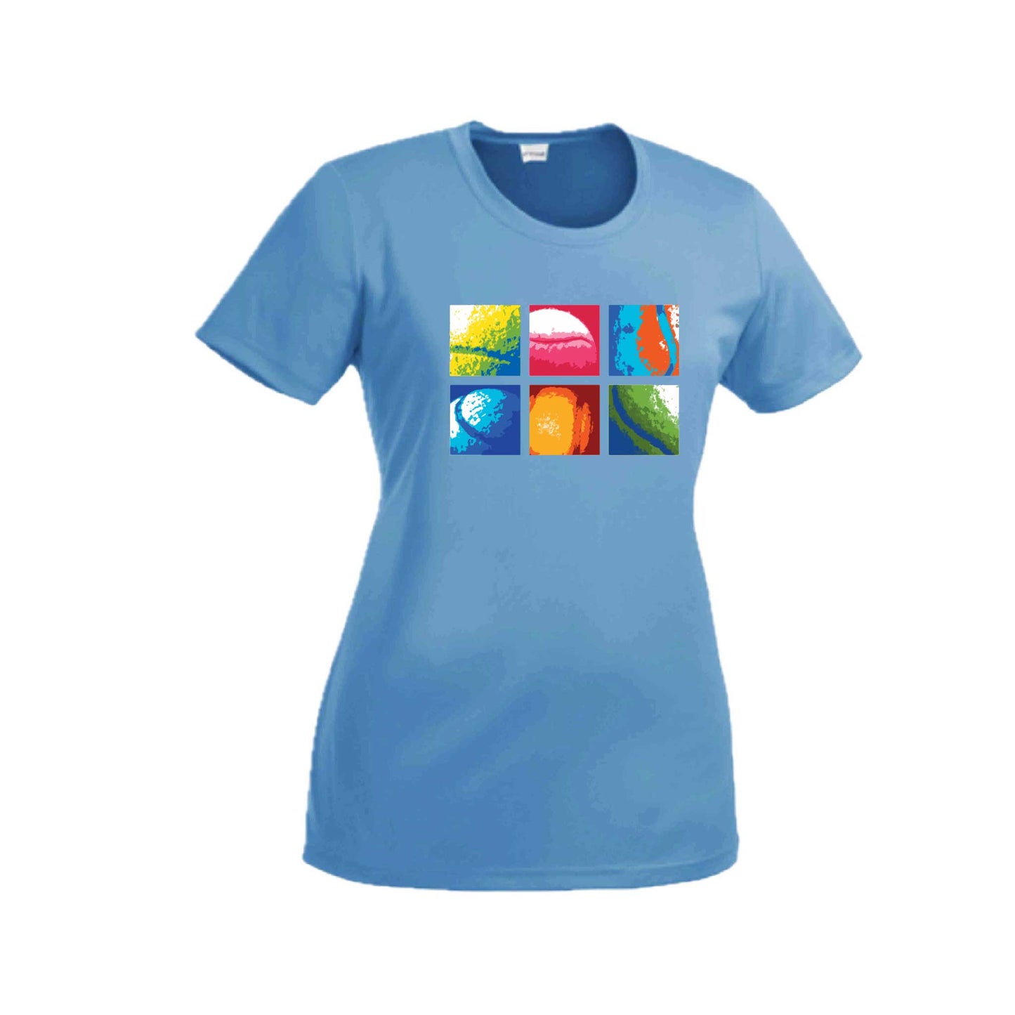 Tennis Squares | Women’s Short Sleeve Crewneck Tennis T-Shirts | 100% Polyester