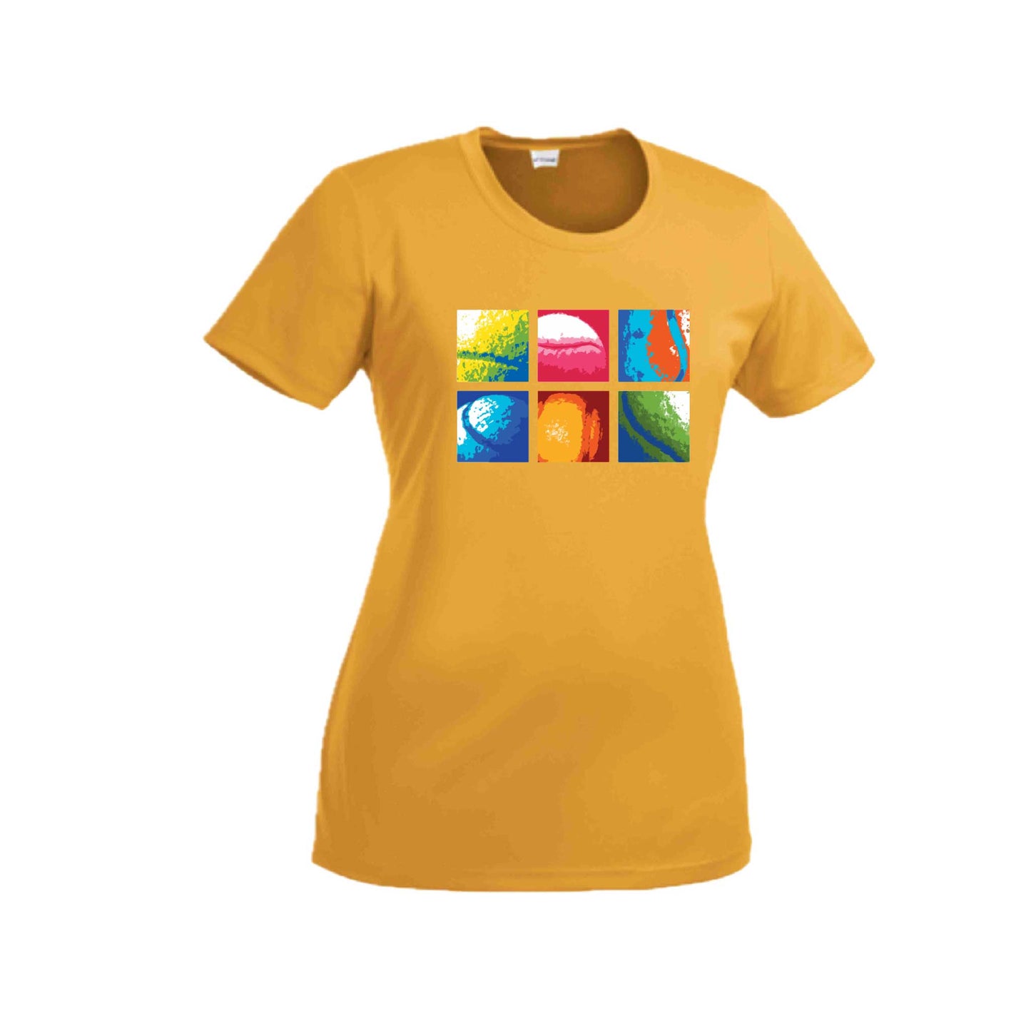 Tennis Squares | Women’s Short Sleeve Crewneck Tennis T-Shirts | 100% Polyester