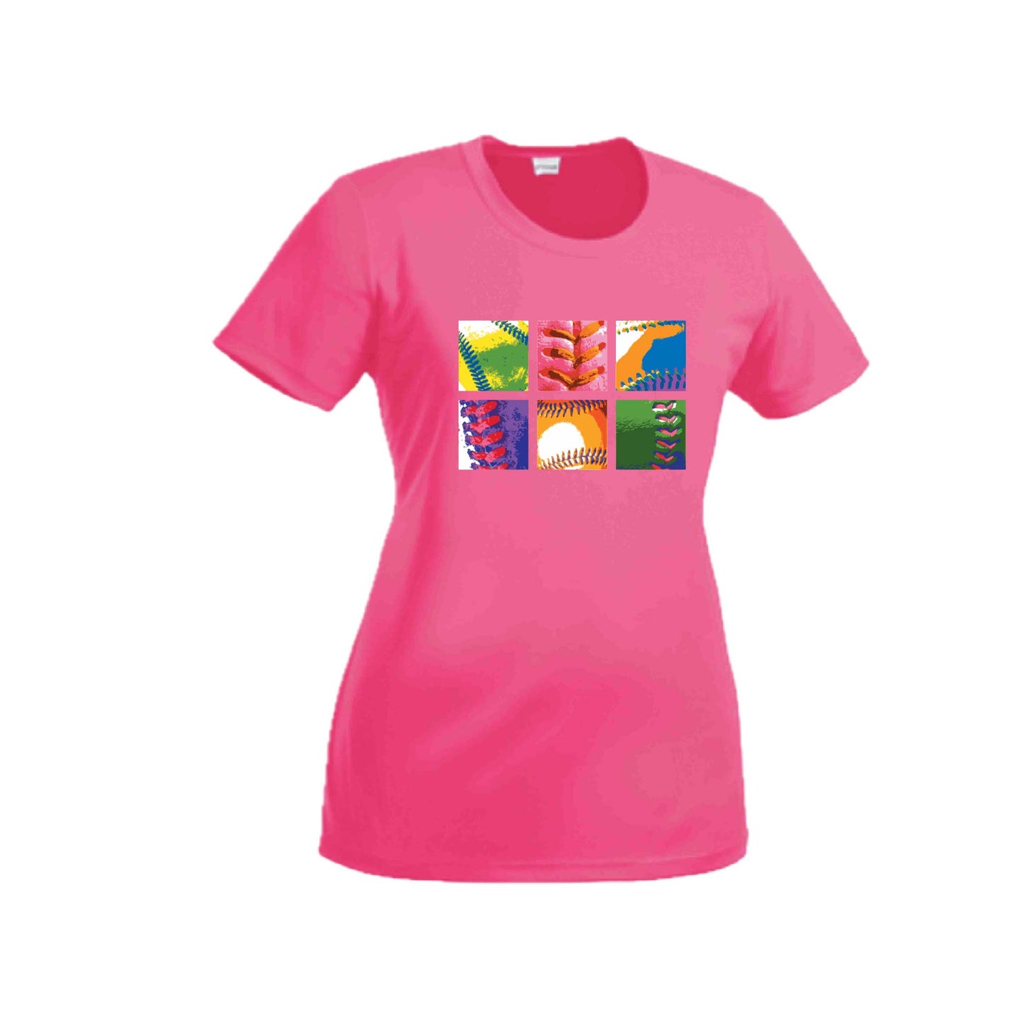 Baseball Squares | Women’s Short Sleeve Crewneck Baseball T-Shirts | 100% Polyester