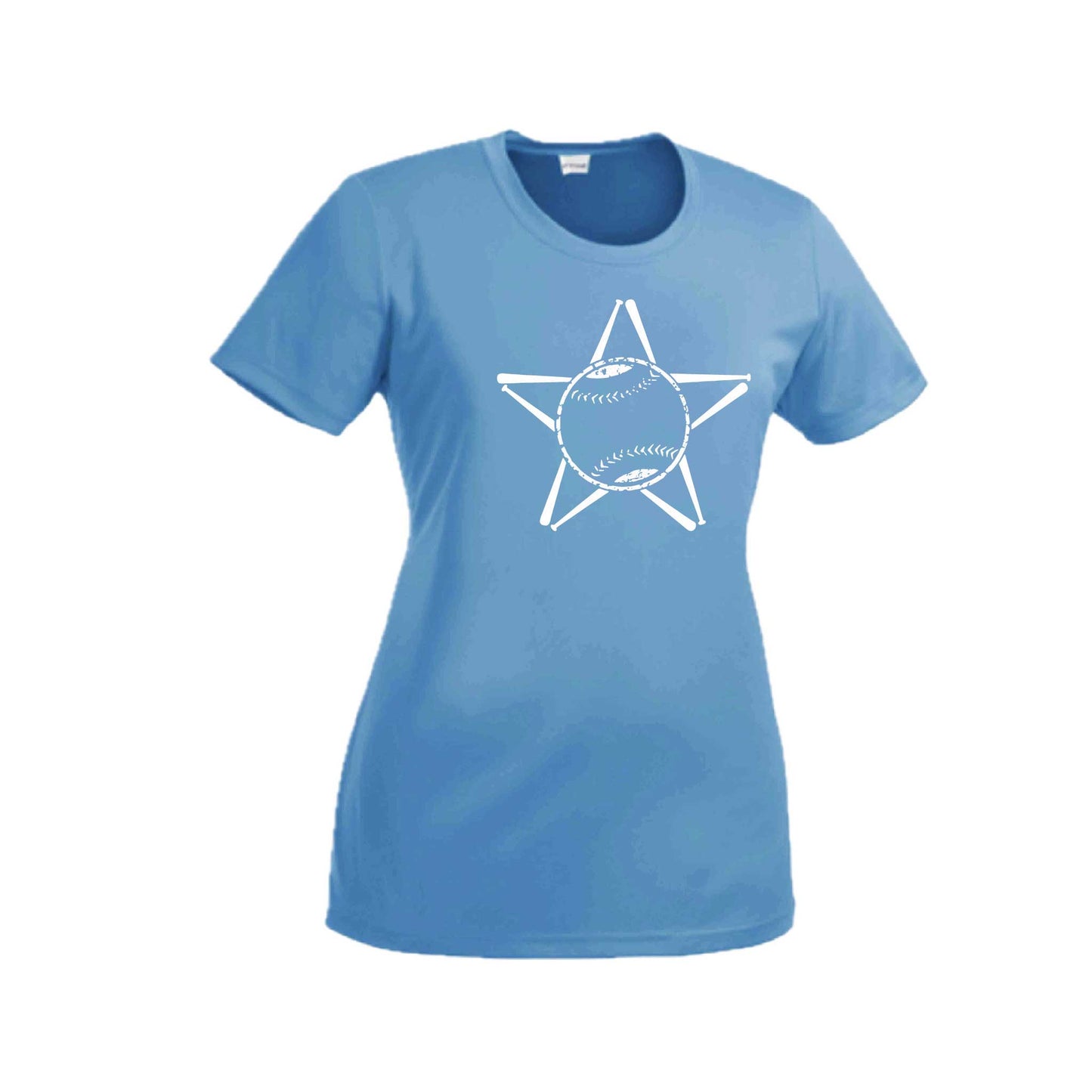 Baseball Star | Women’s Short Sleeve Crewneck Baseball T-Shirts | 100% Polyester