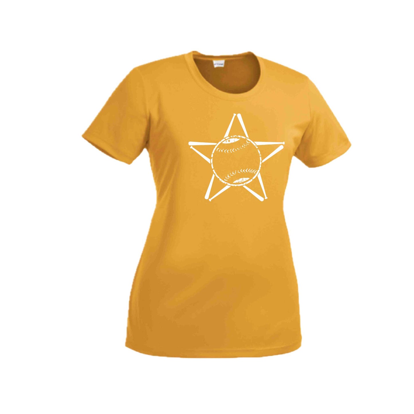 Baseball Star | Women’s Short Sleeve Crewneck Baseball T-Shirts | 100% Polyester