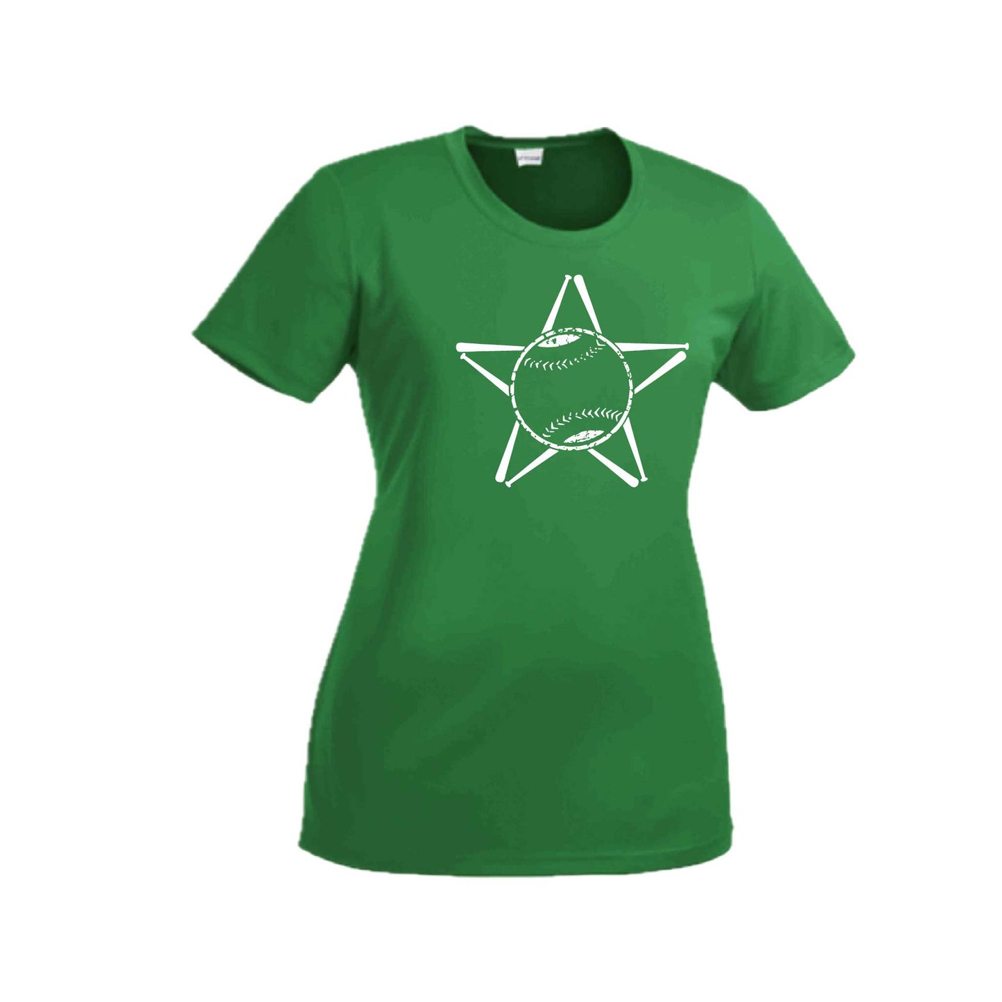 Baseball Star | Women’s Short Sleeve Crewneck Baseball T-Shirts | 100% Polyester
