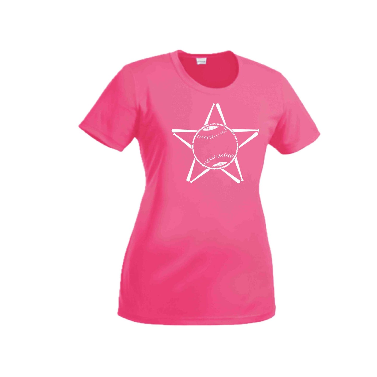Baseball Star | Women’s Short Sleeve Crewneck Baseball T-Shirts | 100% Polyester