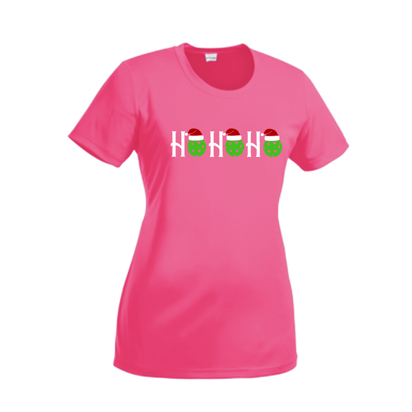 Ho Ho Ho | Women’s Short Sleeve Crewneck Pickleball Shirts | 100% Polyester