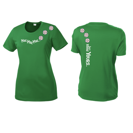 Mine JK Yours (Pickleballs With Stars) | Women’s Short Sleeve Crewneck Pickleball Shirts | 100% Polyester