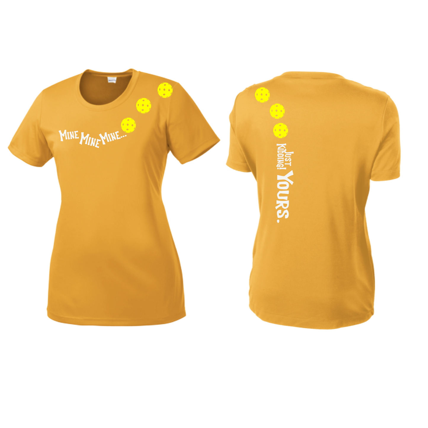Mine JK Yours (Pickleball Colors Orange Yellow or Red) | Women’s Short Sleeve Crewneck Pickleball Shirts | 100% Polyester (Copy)
