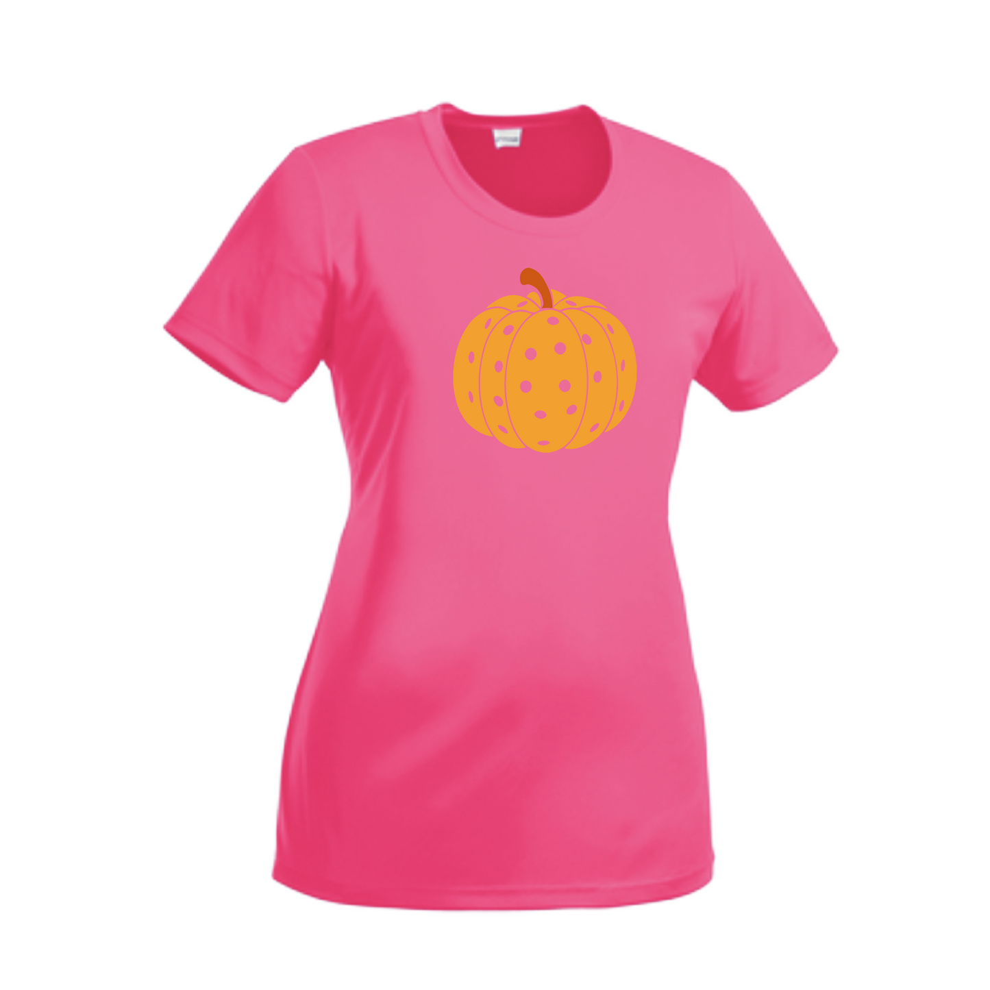 Pumpkin Pickleball | Women’s Short Sleeve Crewneck Pickleball Shirts | 100% Polyester