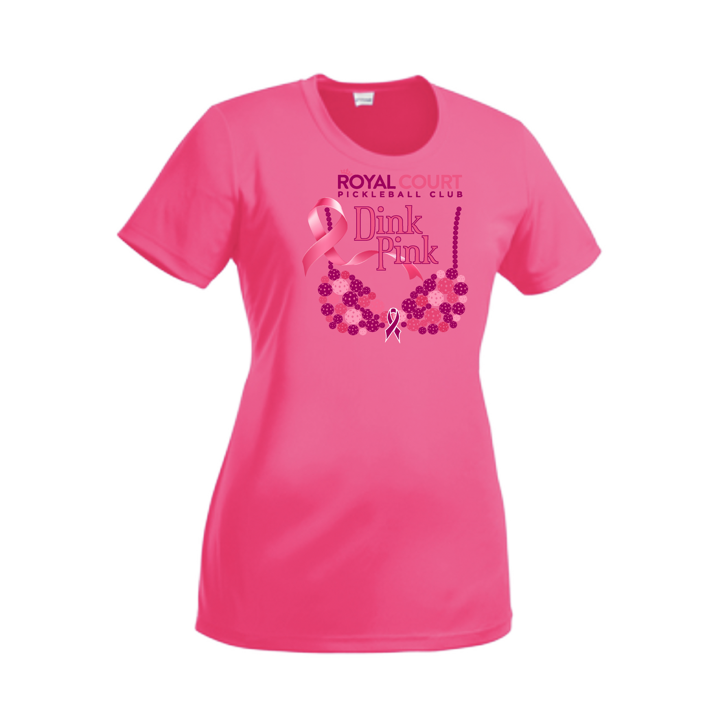 Royal Court Dink Pink | Women’s Short Sleeve Crewneck Pickleball Shirts | 100% Polyester