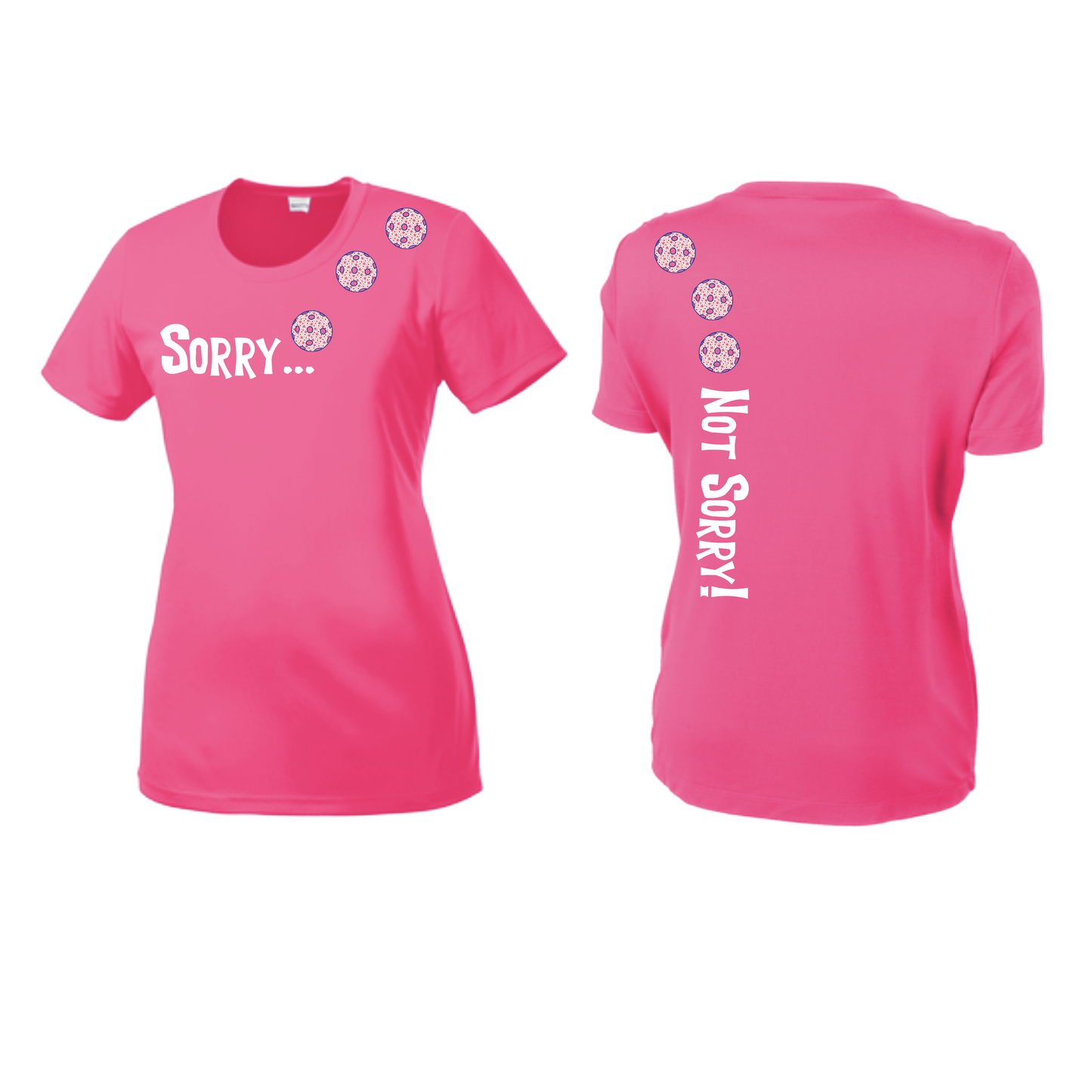 Sorry Not Sorry With Pickleballs (Patriotic Stars) Customizable | Women’s Short Sleeve Crewneck Athletic Shirts | 100% Polyester