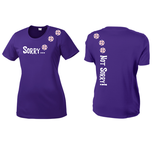 Sorry Not Sorry (Pickleballs With Stars) | Women’s Short Sleeve Crewneck Pickleball Shirts | 100% Polyester