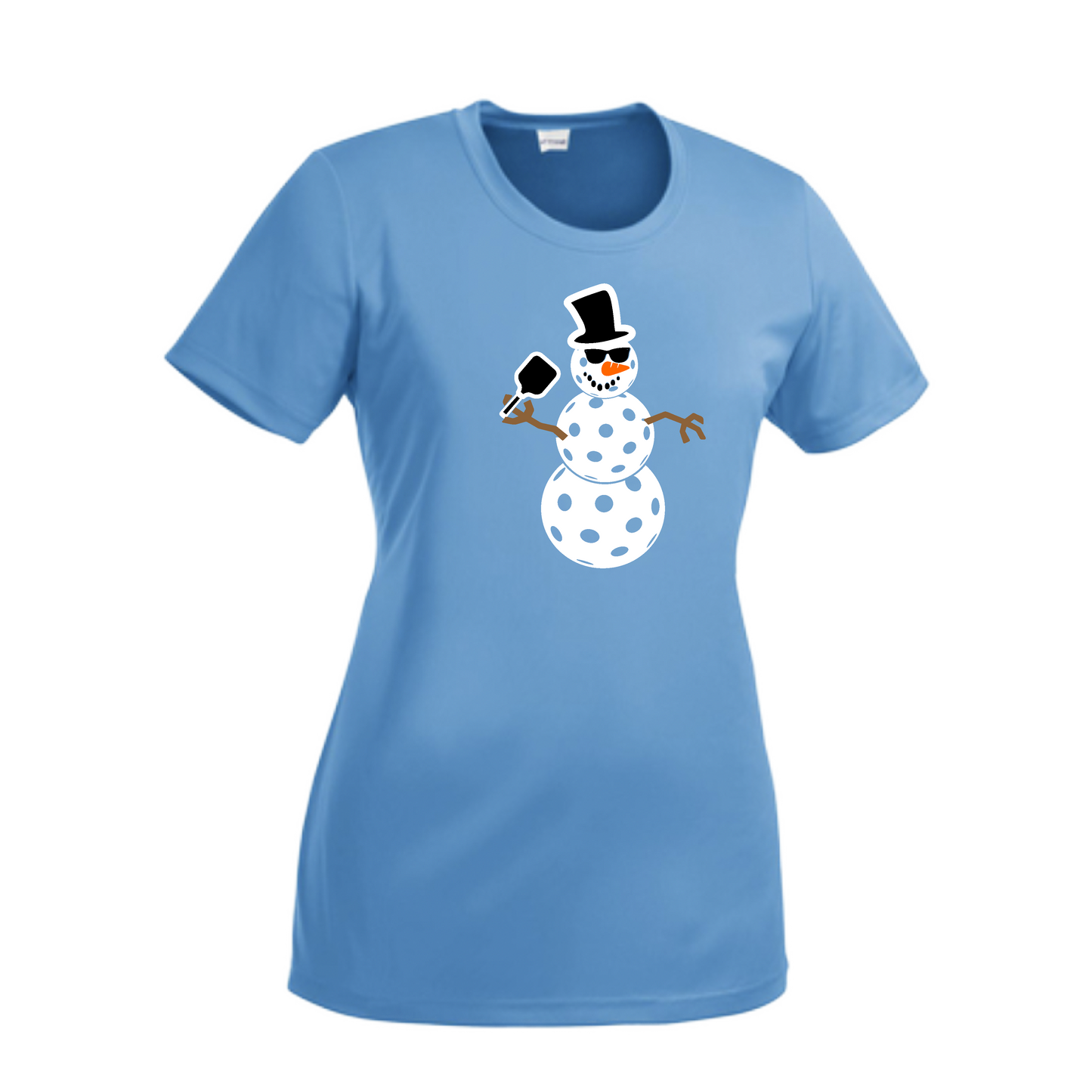 Snowman | Women’s Short Sleeve Crewneck Pickleball Shirts | 100% Polyester