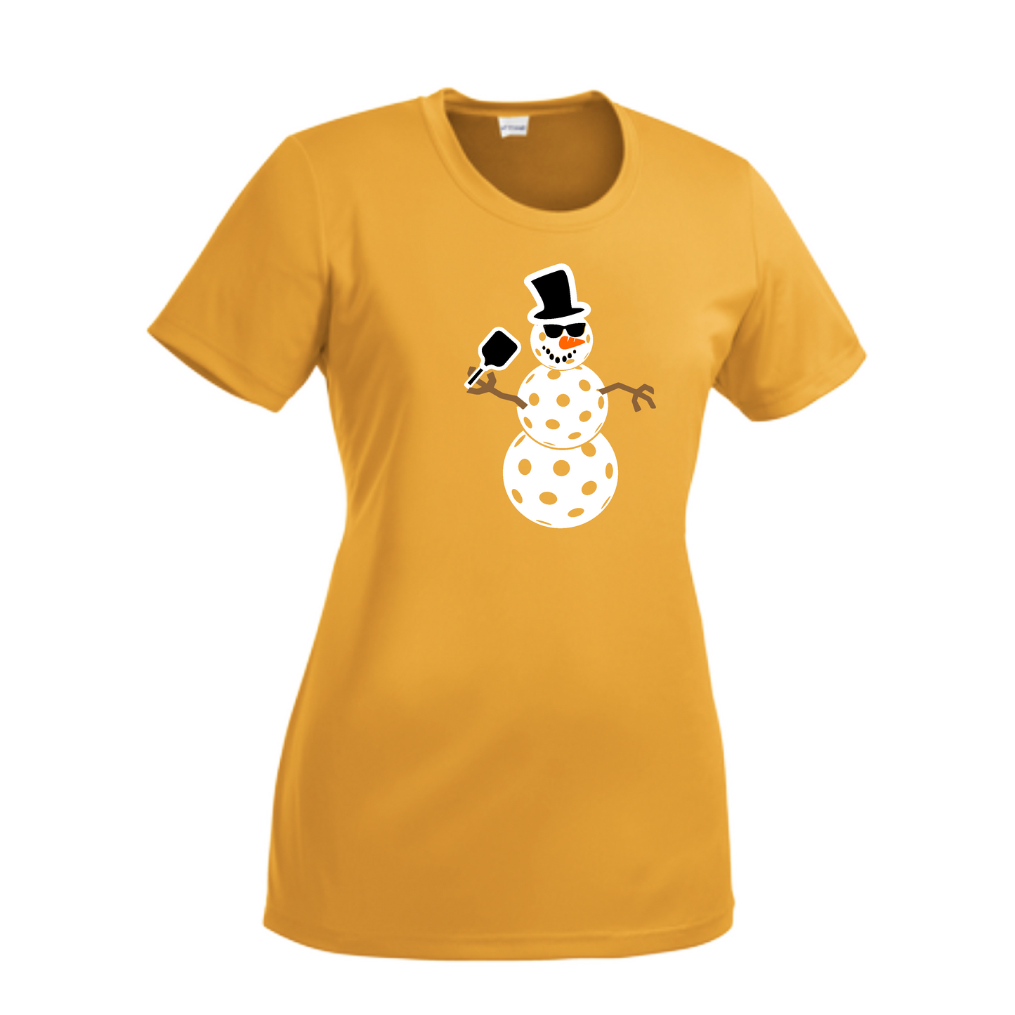 Snowman | Women’s Short Sleeve Crewneck Pickleball Shirts | 100% Polyester