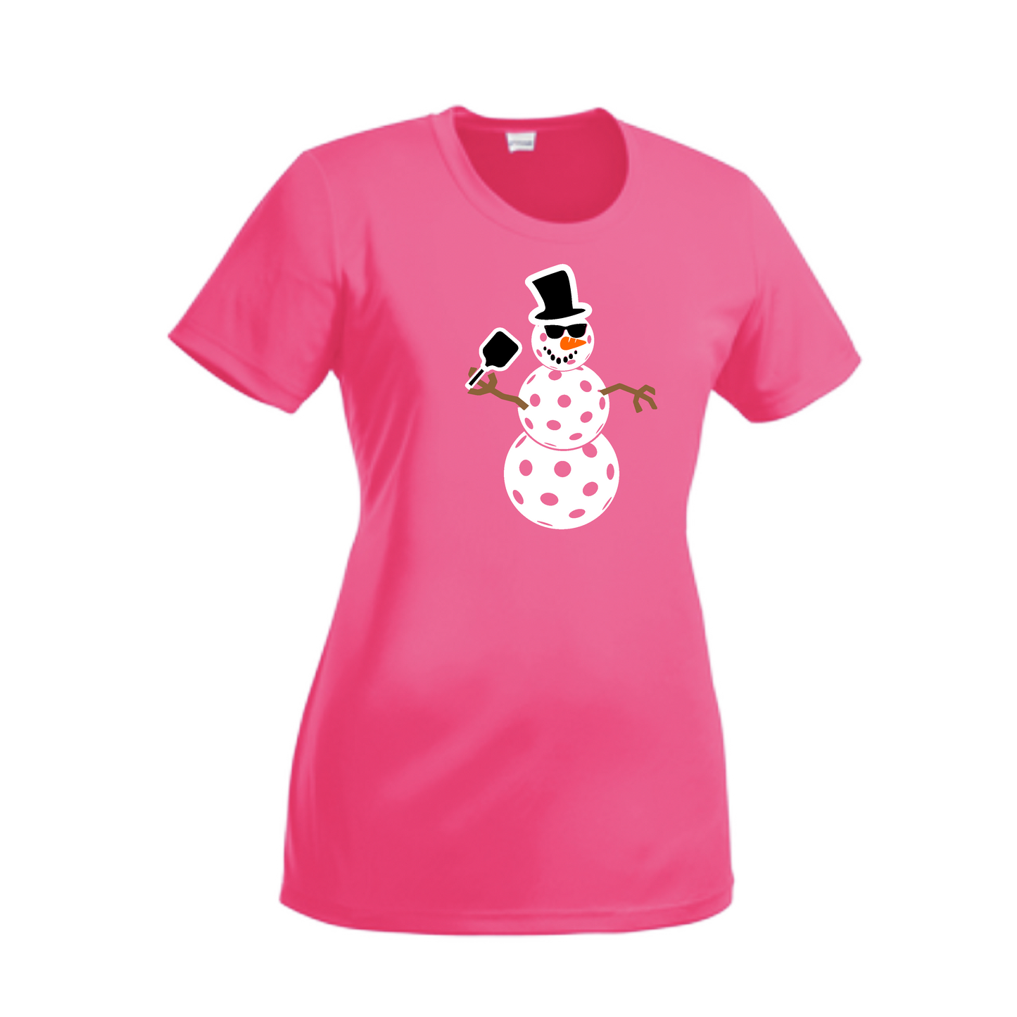 Snowman | Women’s Short Sleeve Crewneck Pickleball Shirts | 100% Polyester