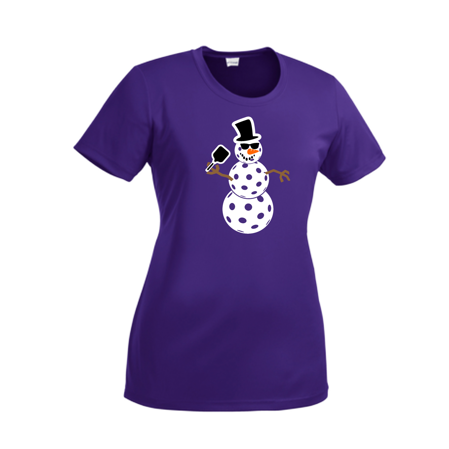 Snowman | Women’s Short Sleeve Crewneck Pickleball Shirts | 100% Polyester