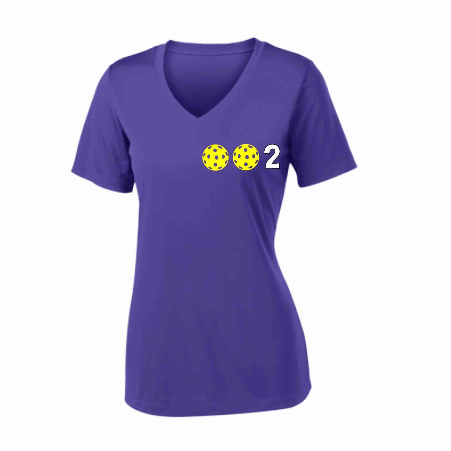 002 (10 Custom Pickleballl Colors) | Women's Short Sleeve V-Neck Pickleball Performance T-Shirts | 100% Polyester