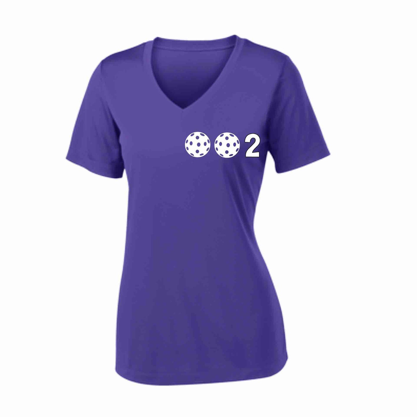 002 (10 Custom Pickleballl Colors) | Women's Short Sleeve V-Neck Pickleball Performance T-Shirts | 100% Polyester