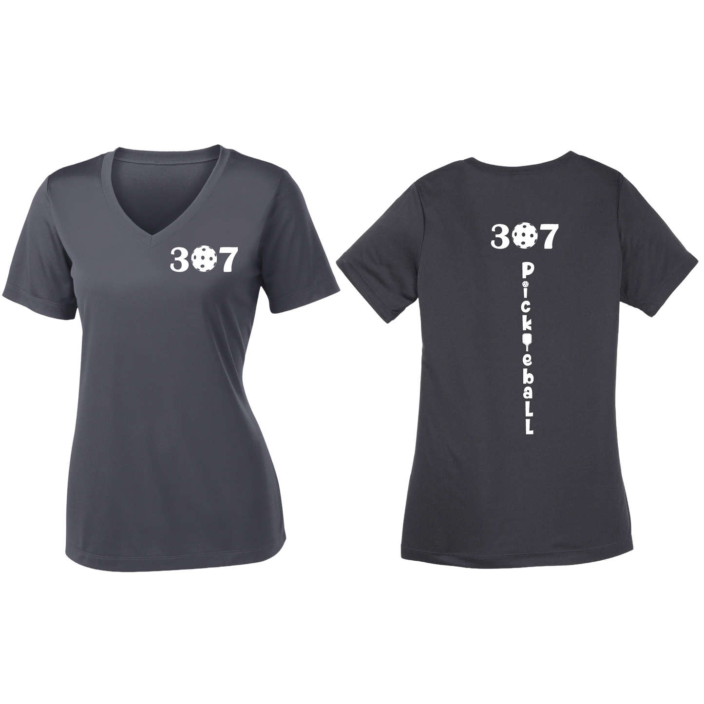 307 Wyoming Pickleball Club | Women's Short Sleeve V-Neck Pickleball Shirts | 100% Polyester