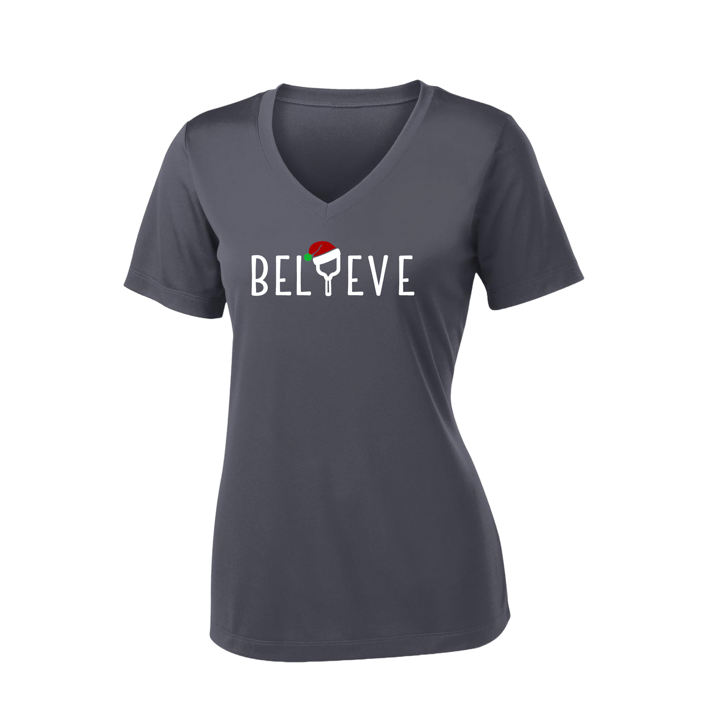 Believe | Women's Short Sleeve V-Neck Pickleball Shirts | 100% Polyester