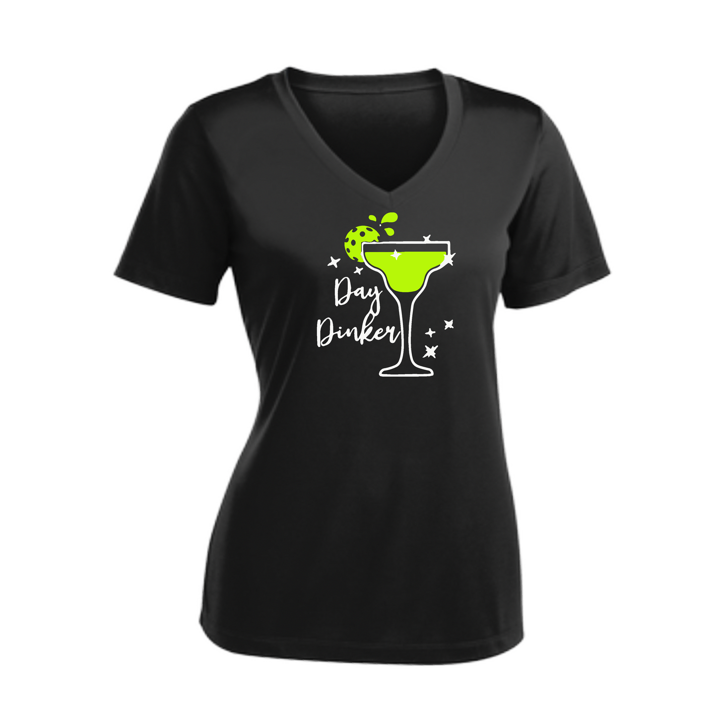 Day Dinker Pickleball Lime | Women's Short Sleeve V-Neck Pickleball Shirts | 100% Polyester