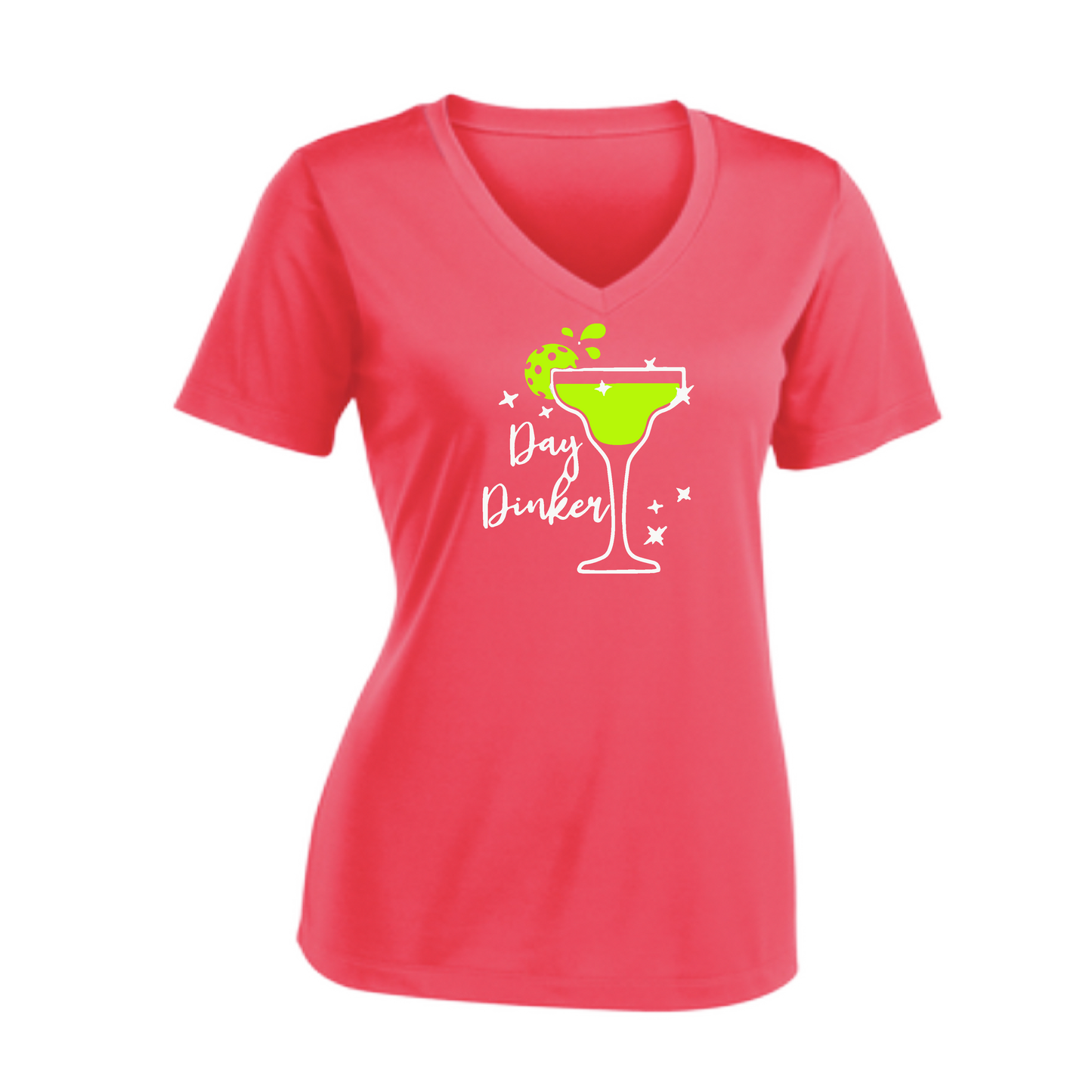 Day Dinker Pickleball Lime | Women's Short Sleeve V-Neck Pickleball Shirts | 100% Polyester