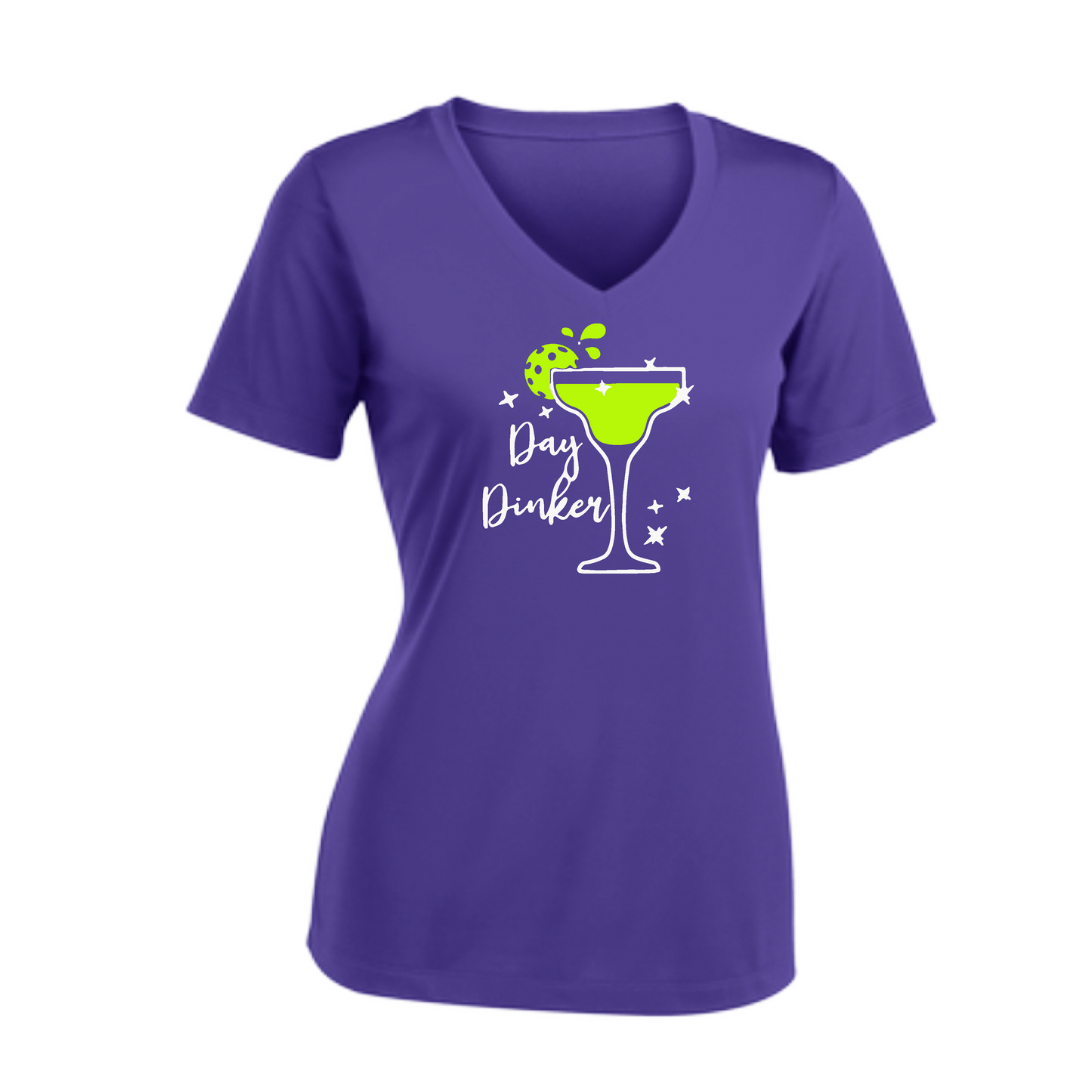 Day Dinker Pickleball Lime | Women's Short Sleeve V-Neck Pickleball Shirts | 100% Polyester