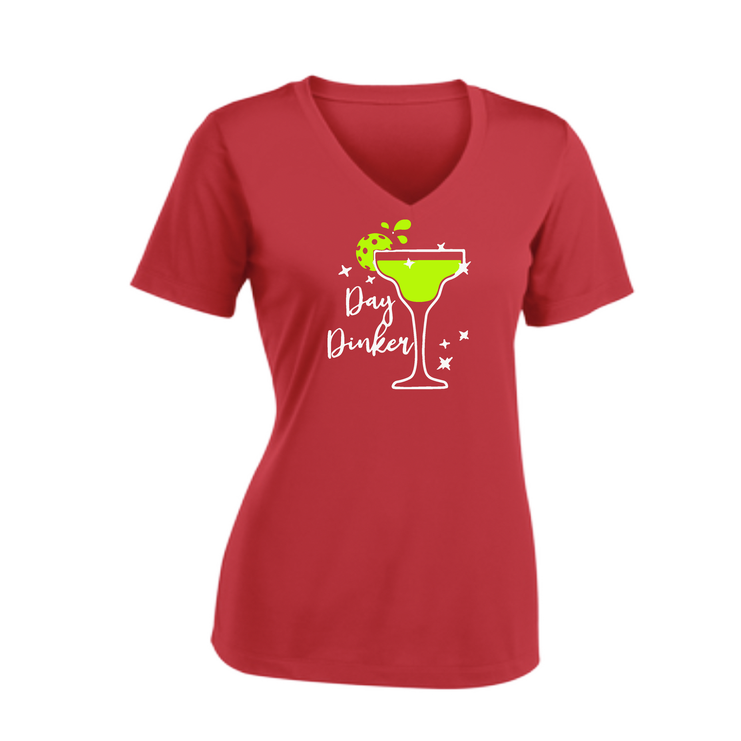 Day Dinker Pickleball Lime | Women's Short Sleeve V-Neck Pickleball Shirts | 100% Polyester