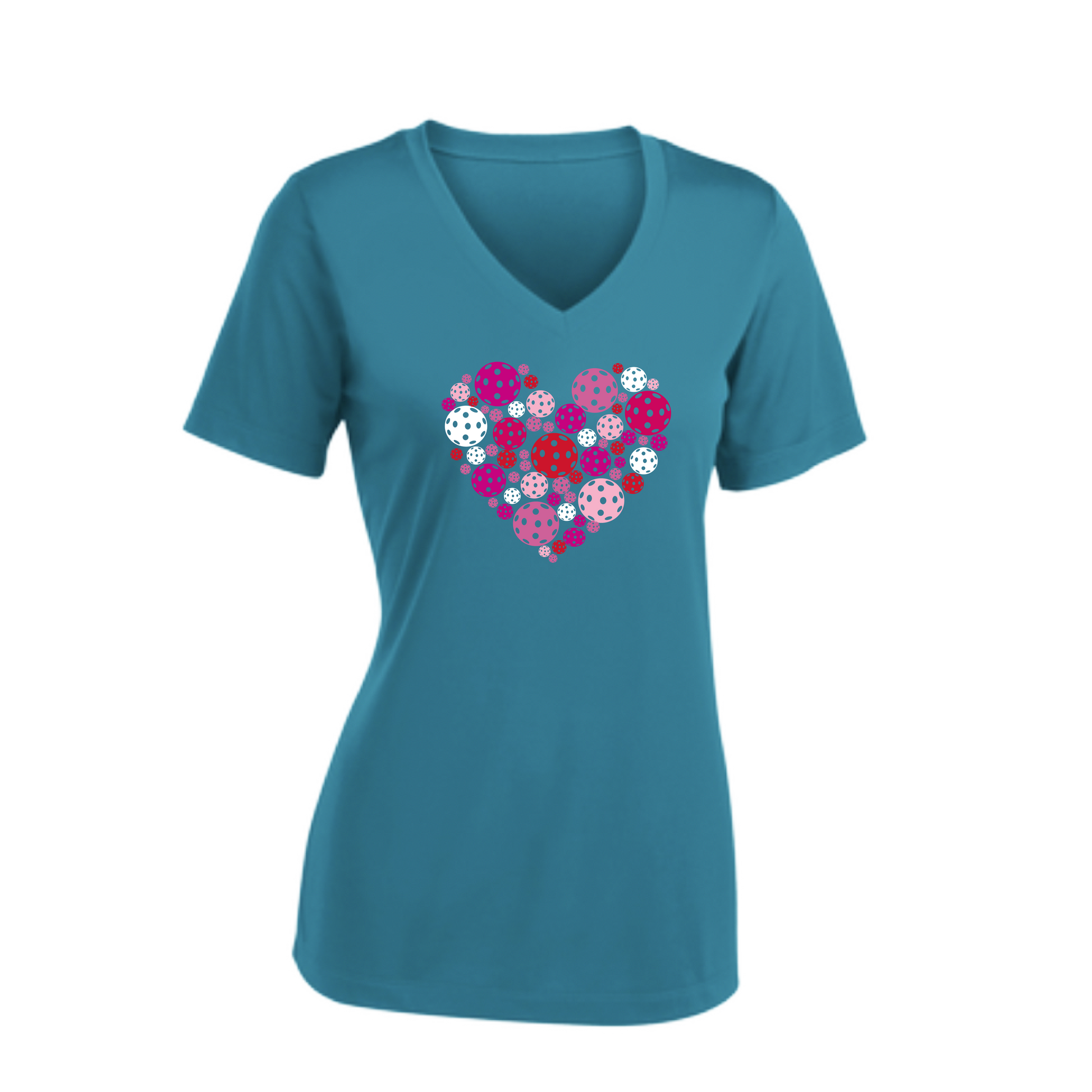 This women's pickleball shirt offers a combination of superior softness and style. The ultra-comfortable material wicks away moisture, features a tri-blend softness, and is equipped with PosiCharge technology that retains color. It's highly breathable and lightweight.