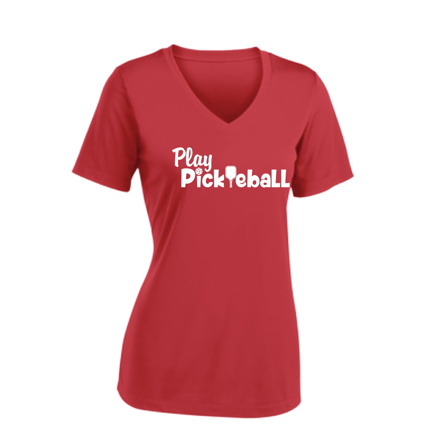 Play Pickleball | Women's Short Sleeve V-Neck Pickleball Shirts | 100% Polyester