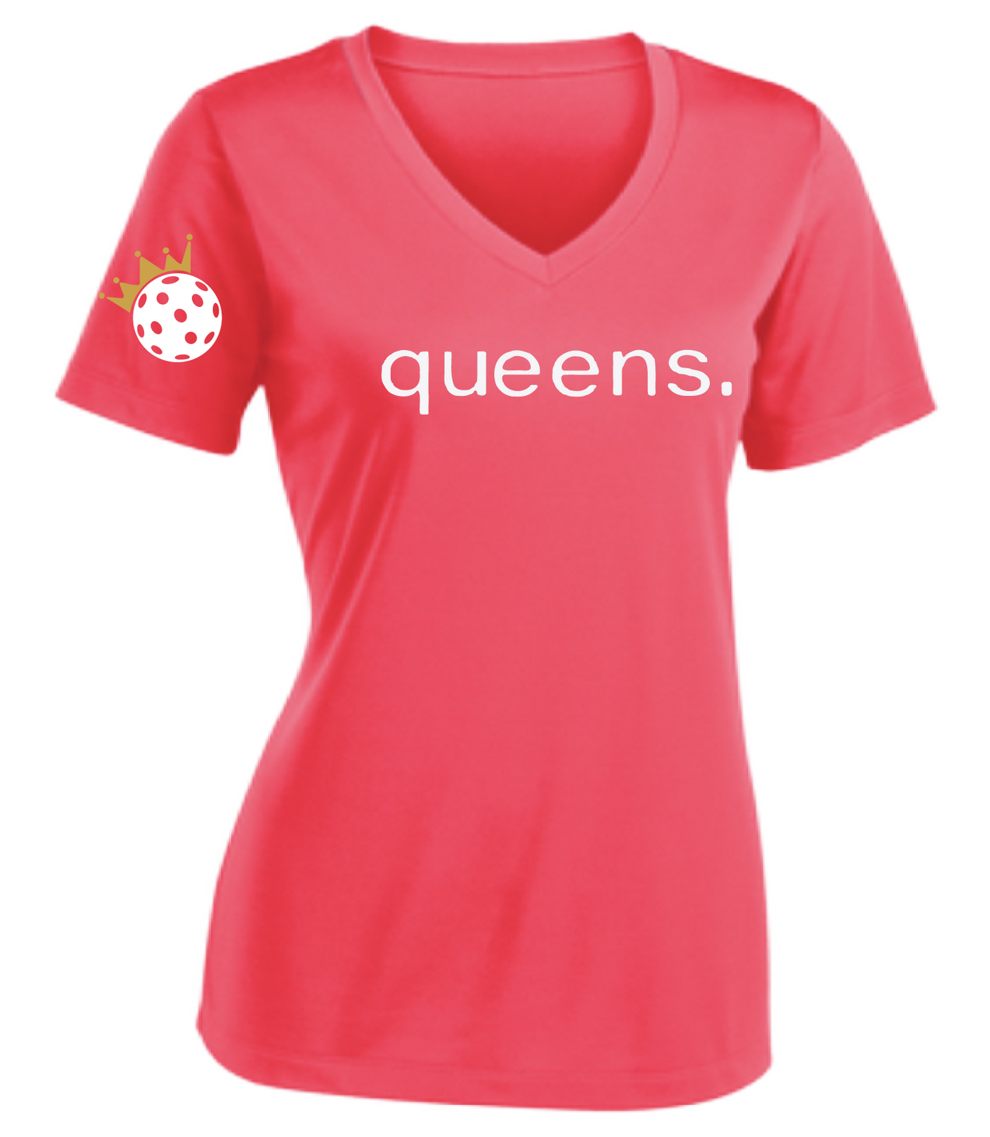 Design: Pickleball Queen and Crown  This Women's Short Sleeve V-Neck shirt from Pickleball Queen and Crown Design is the perfect combination of comfort and style. Made with a tri-blend of ultra-soft materials, it features moisture-wicking properties and PosiCharge technology for color-locking. Highly breathable and lightweight. It's designed to keep you cool and dry while you're active on the court, allowing you to play your best game.