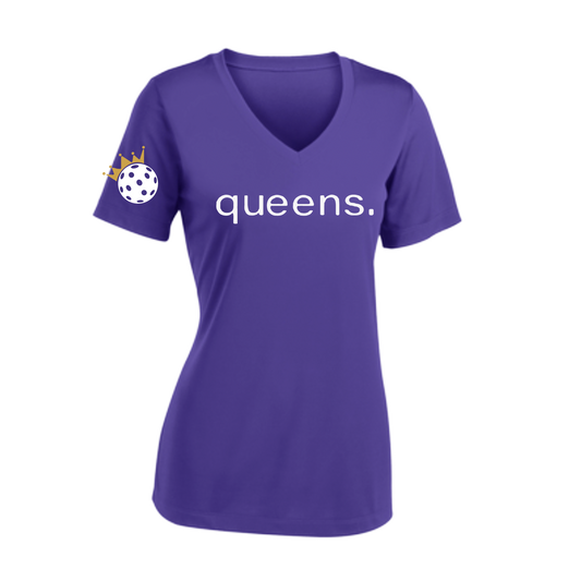 Design: Pickleball Queen and Crown  This Women's Short Sleeve V-Neck shirt from Pickleball Queen and Crown Design is the perfect combination of comfort and style. Made with a tri-blend of ultra-soft materials, it features moisture-wicking properties and PosiCharge technology for color-locking. Highly breathable and lightweight. It's designed to keep you cool and dry while you're active on the court, allowing you to play your best game.