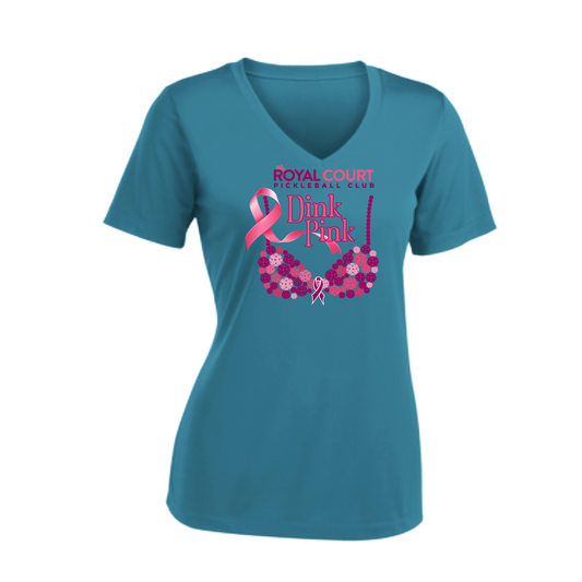 Royal Court Dink Pink | Women's Short Sleeve V-Neck Pickleball Shirts | 100% Polyester