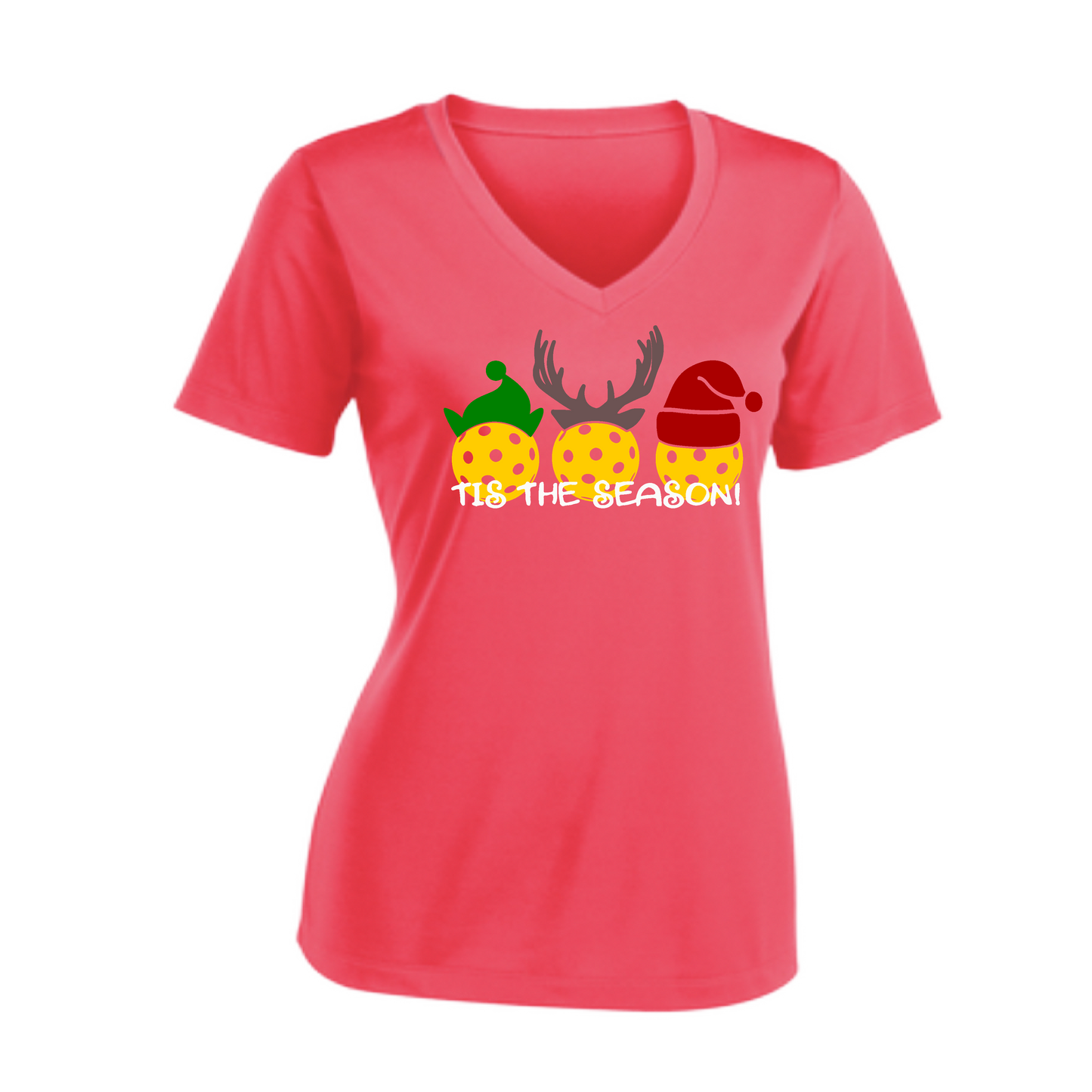 Tis the Season | Women's Short Sleeve V-Neck Pickleball Shirts | 100% Polyester