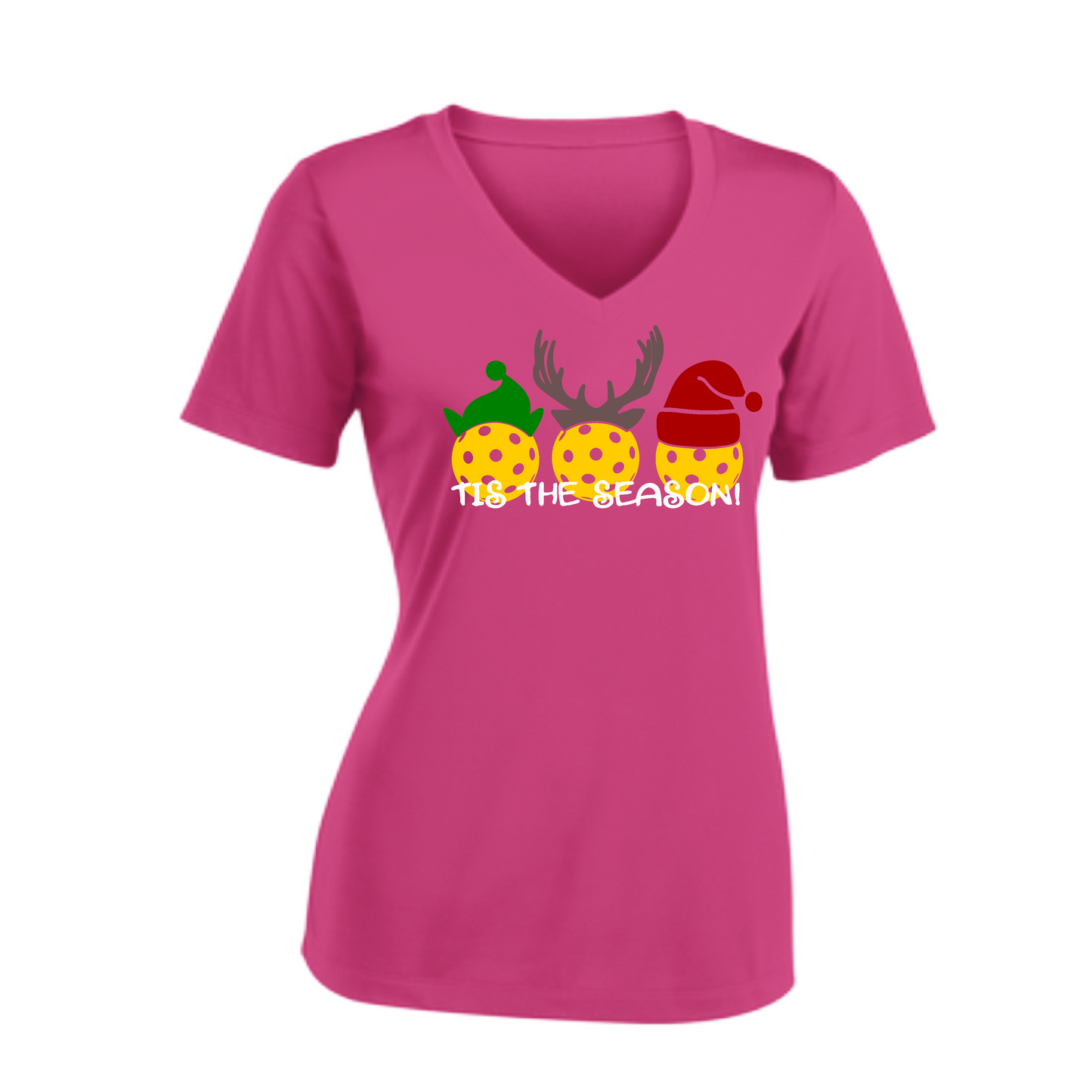 Tis the Season | Women's Short Sleeve V-Neck Pickleball Shirts | 100% Polyester