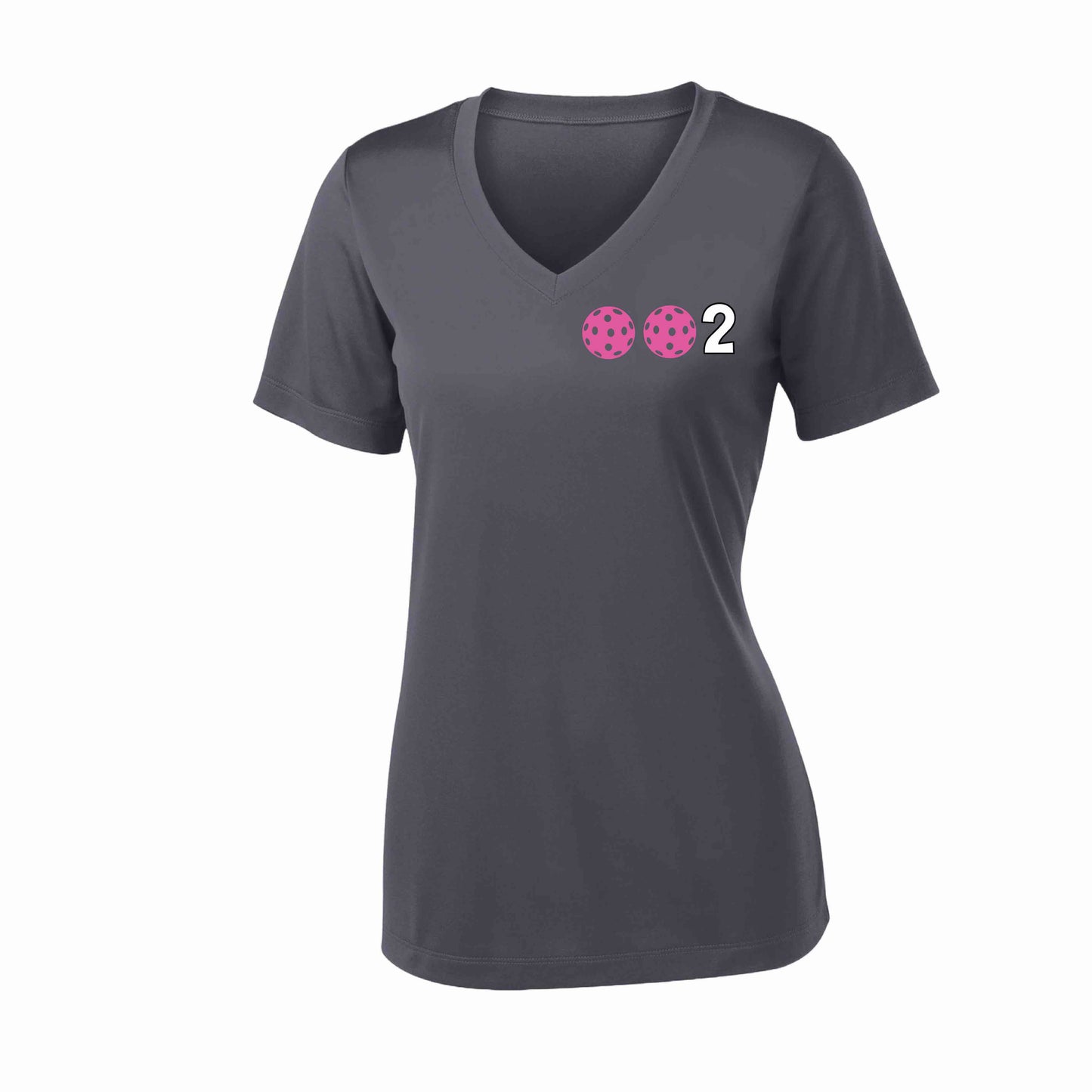 002 (10 Custom Pickleballl Colors) | Women's Short Sleeve V-Neck Pickleball Performance T-Shirts | 100% Polyester