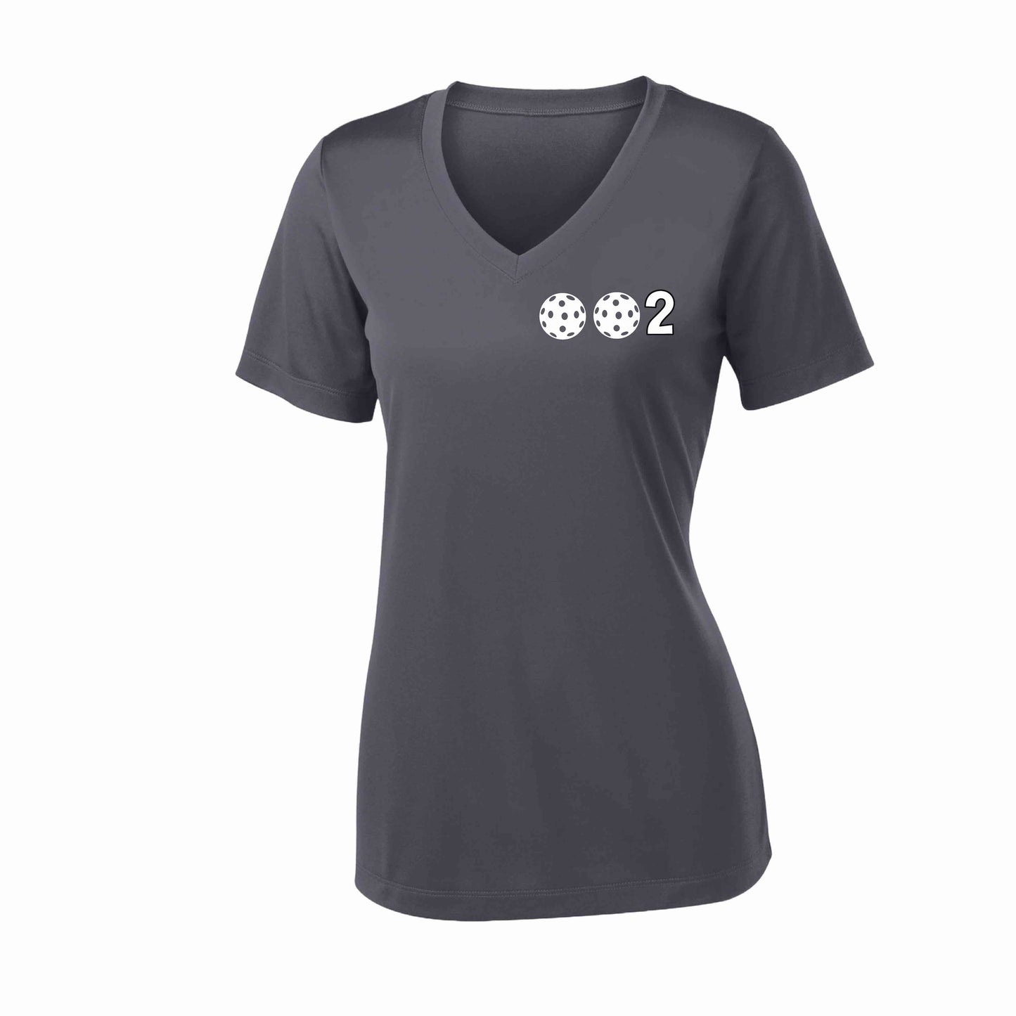 002 (10 Custom Pickleballl Colors) | Women's Short Sleeve V-Neck Pickleball Performance T-Shirts | 100% Polyester
