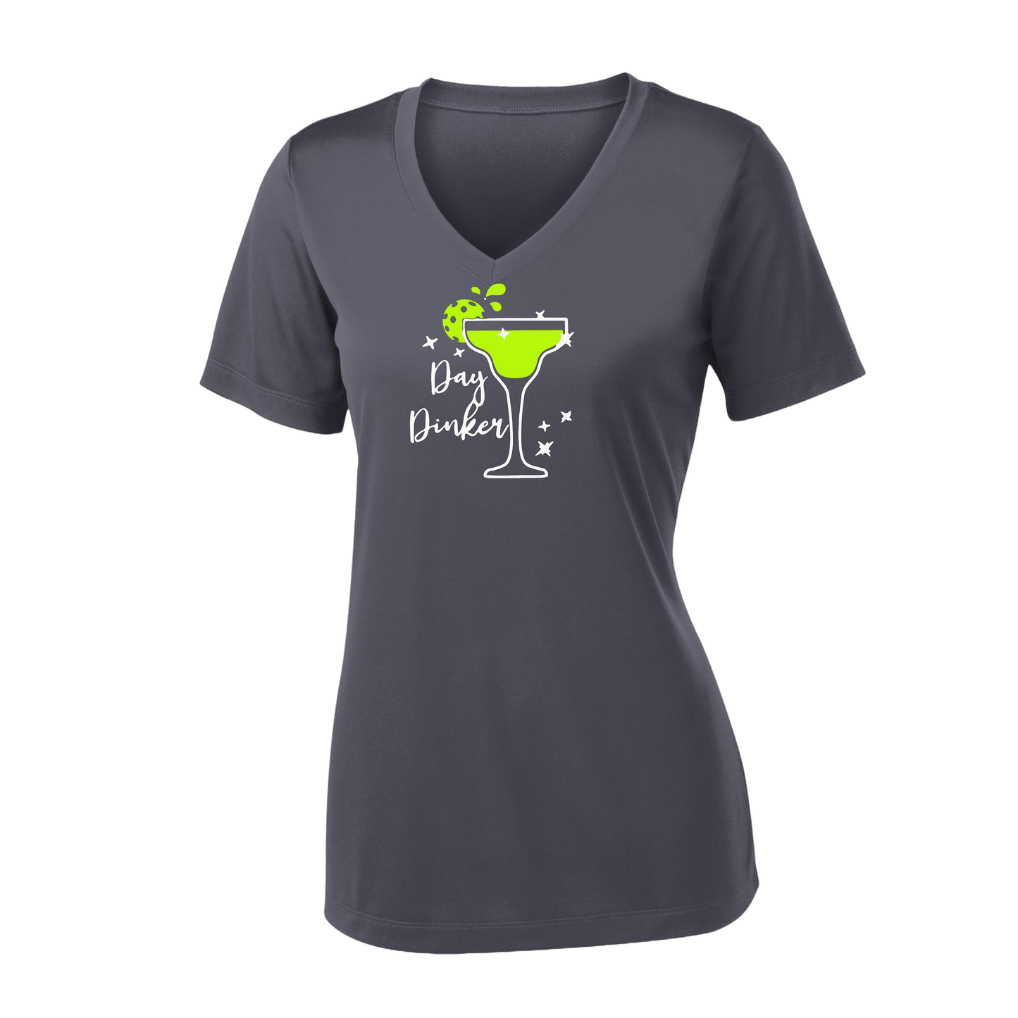 Day Dinker Pickleball Lime | Women's Short Sleeve V-Neck Pickleball Shirts | 100% Polyester