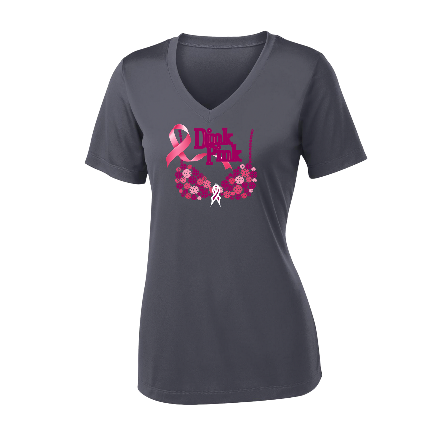 Dink Pink | Women's Short Sleeve V-Neck Pickleball Shirts | 100% Polyester