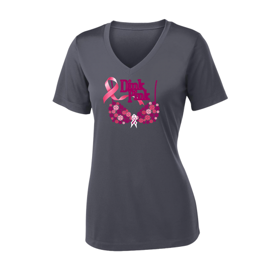 Dink Pink | Women's Short Sleeve V-Neck Pickleball Shirts | 100% Polyester