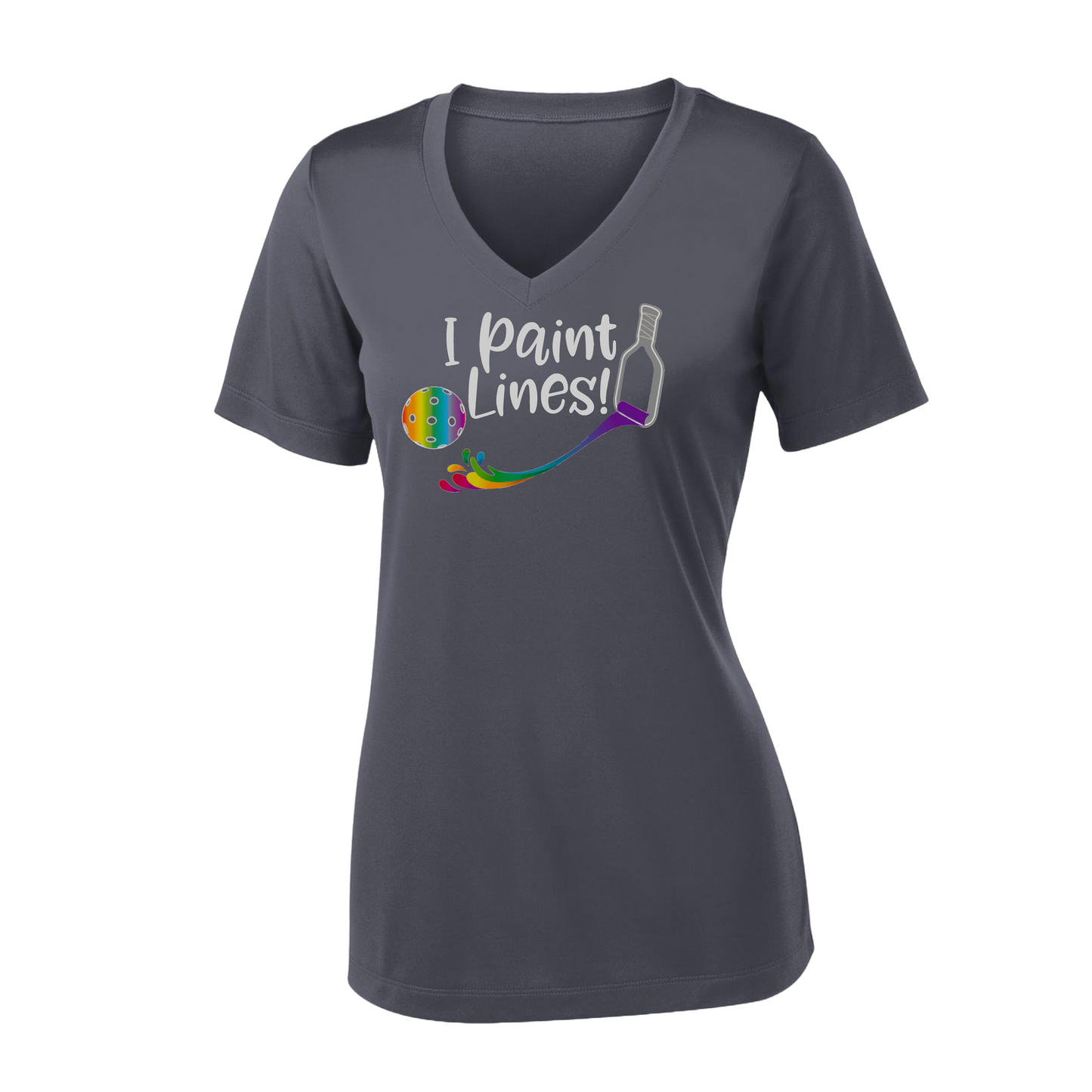 I Paint Pickleball Lines | Women's Short Sleeve V-Neck Pickleball Shirts | 100% Polyester