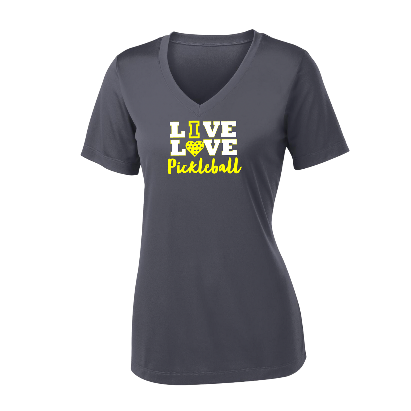 Live Love Pickleball | Women's Short Sleeve V-Neck Pickleball Shirts | 100% Polyester