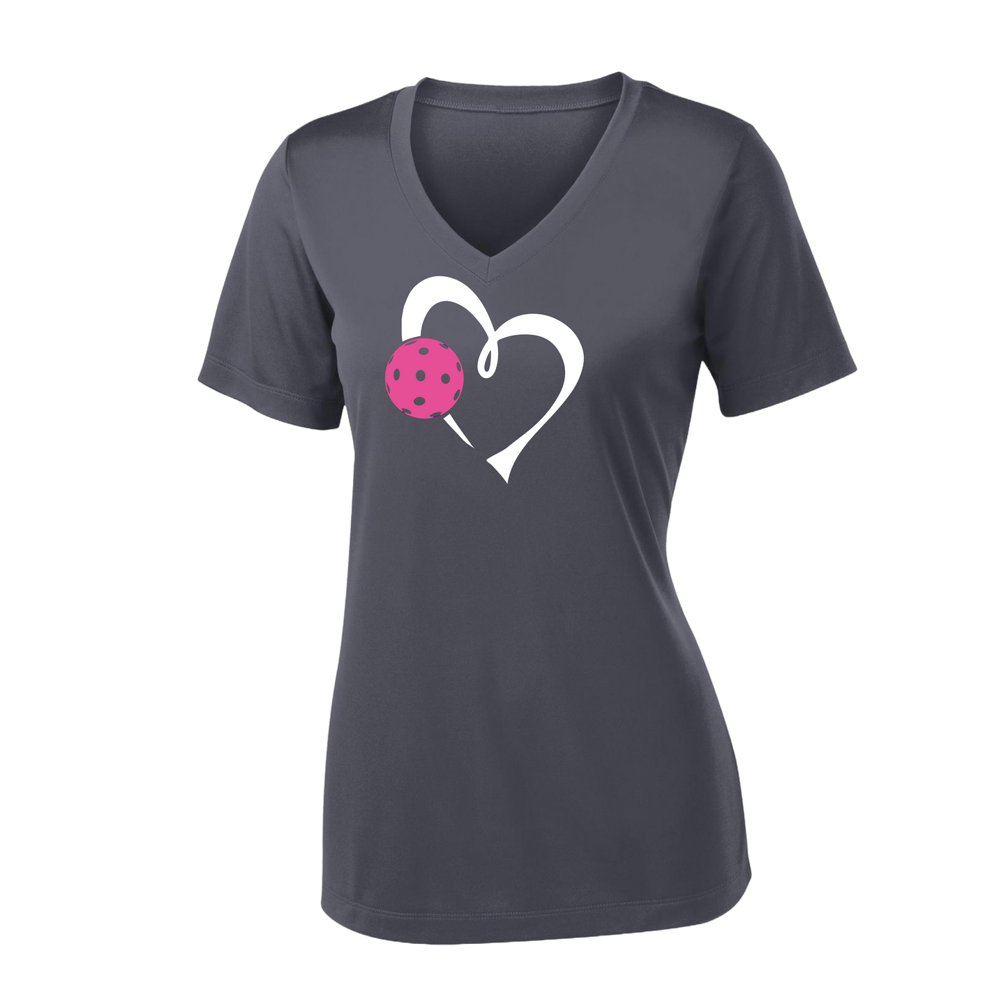 Love Pickleball (Pink) | Women's Short Sleeve V-Neck Pickleball Shirts | 100% Polyester