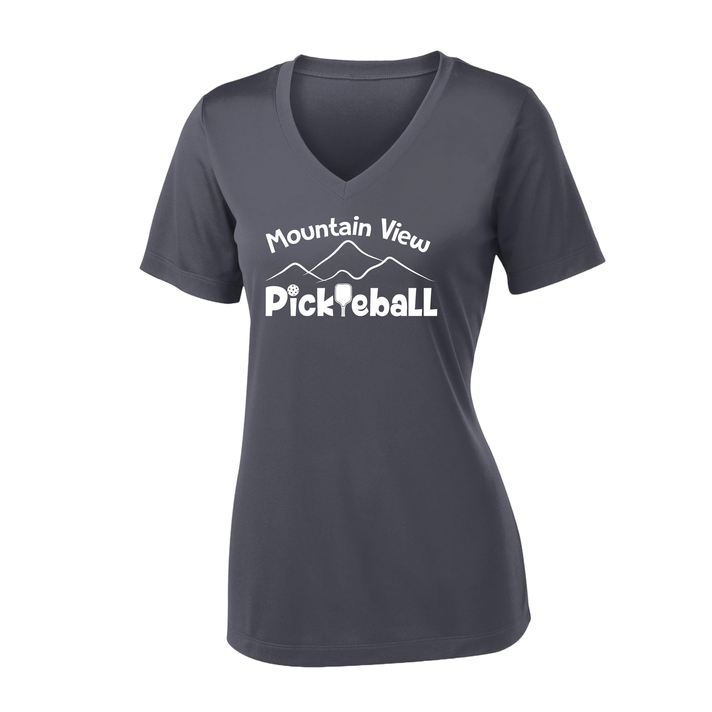 Mountain View Pickleball Club | Women's Short Sleeve V-Neck Pickleball Shirts | 100% Polyester