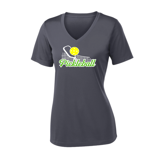 Pickleball Net | Women's Short Sleeve V-Neck Pickleball Shirts | 100% Polyester