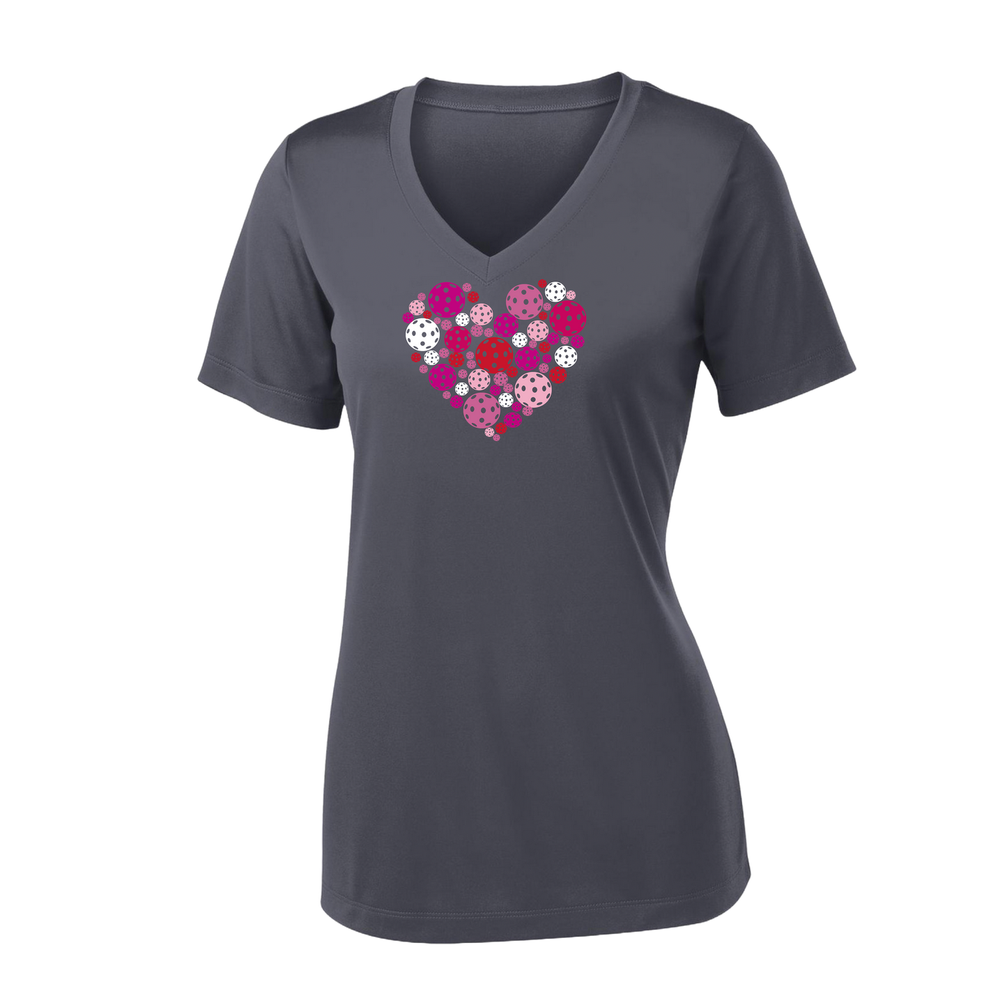 Pickleball Heart | Women's Short Sleeve V-Neck Pickleball Shirts | 100% Polyester