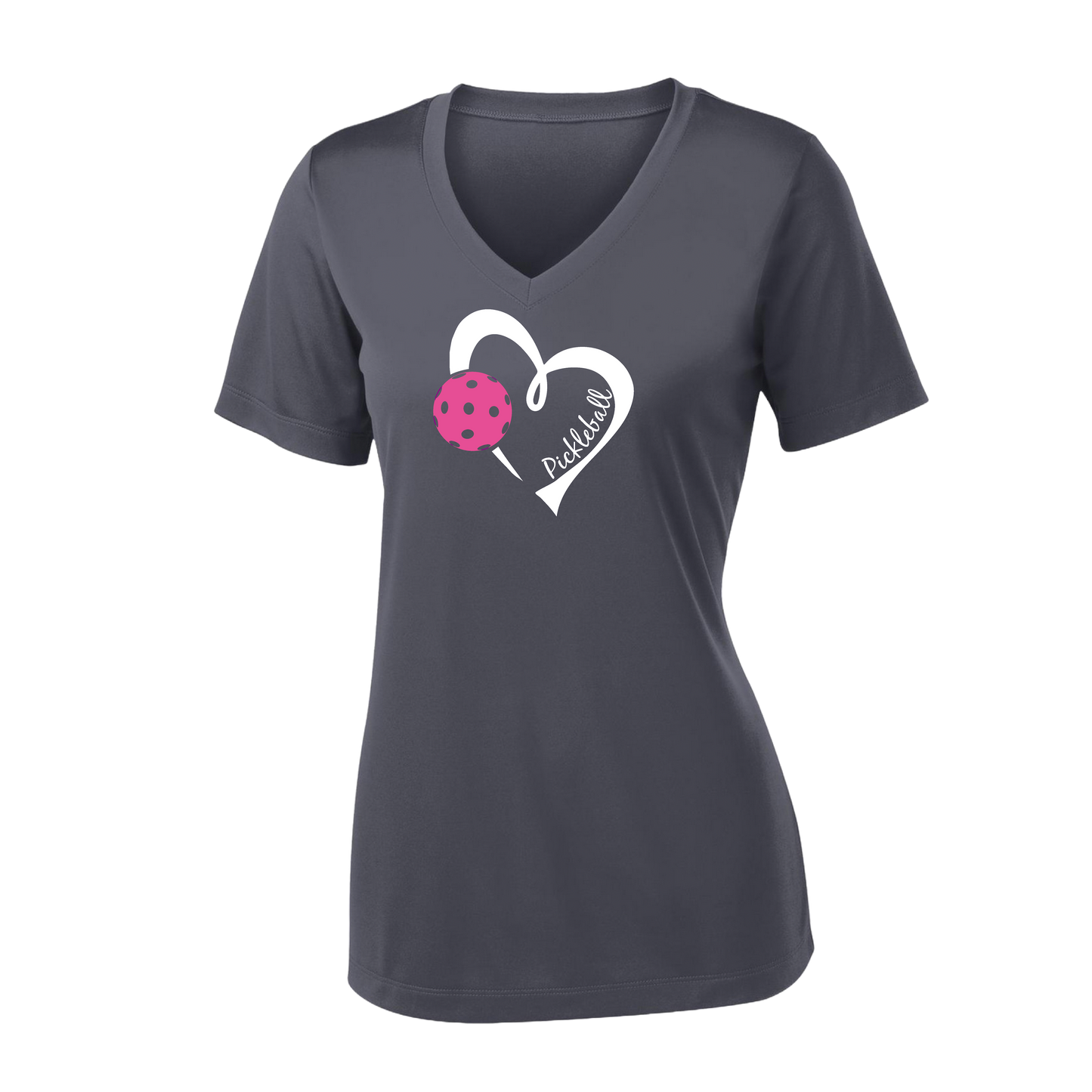 Pickleball Love (Pink) | Clearance Women's Short Sleeve V-Neck Pickleball Shirts | 100% Polyester