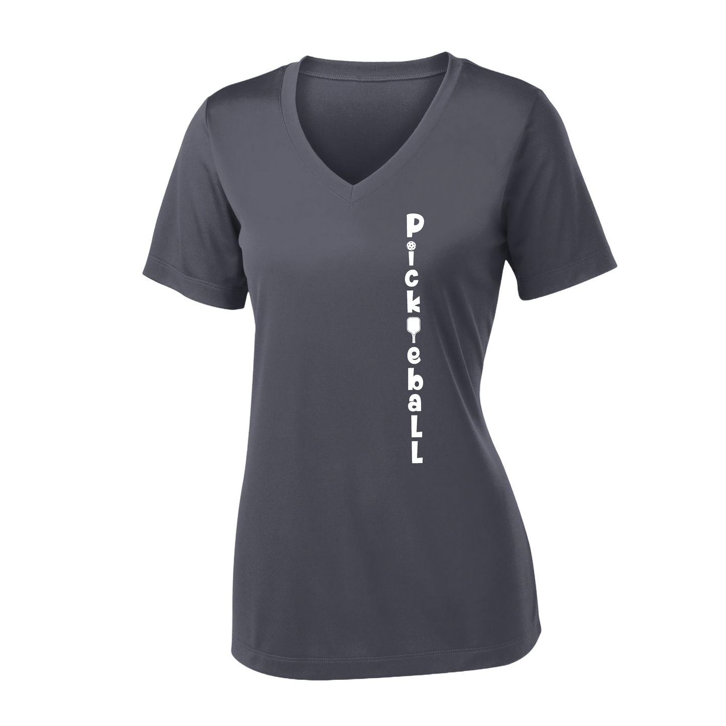 Pickleball Vertical (Customizable) | Women's Short Sleeve V-Neck Pickleball Shirts | 100% Polyester