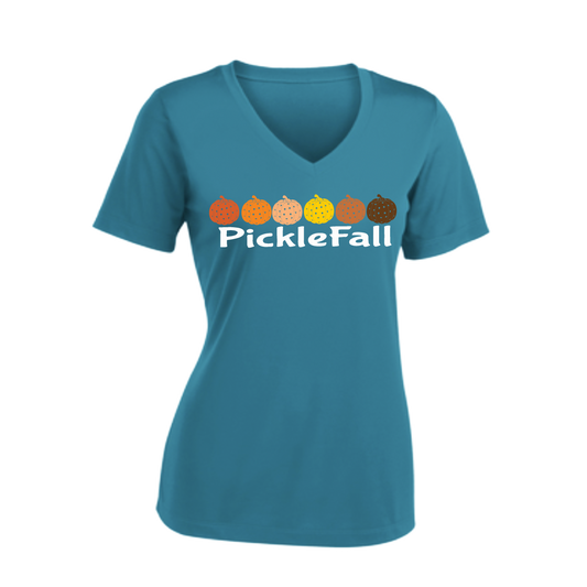 Picklefall | Women's Short Sleeve V-Neck Pickleball Shirts | 100% Polyester