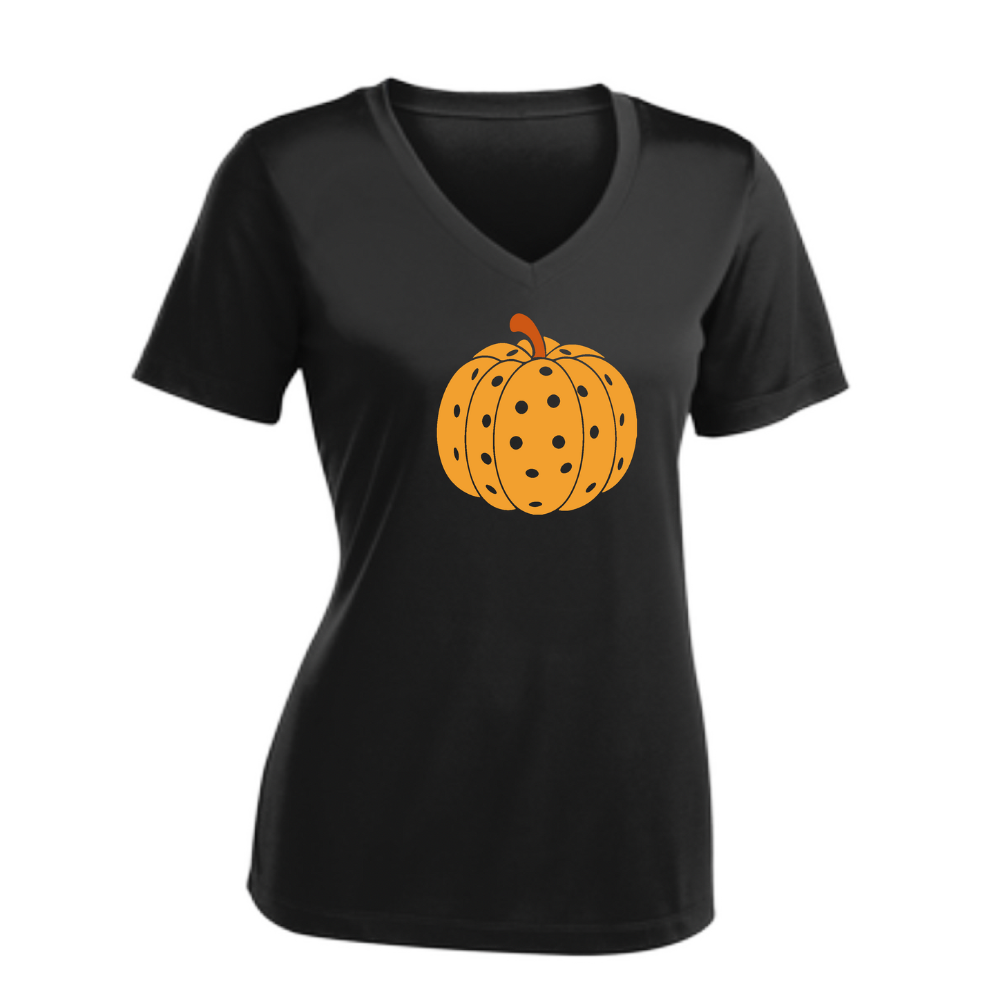 Pumpkin Pickleball | Women's Short Sleeve V-Neck Pickleball Shirts | 100% Polyester