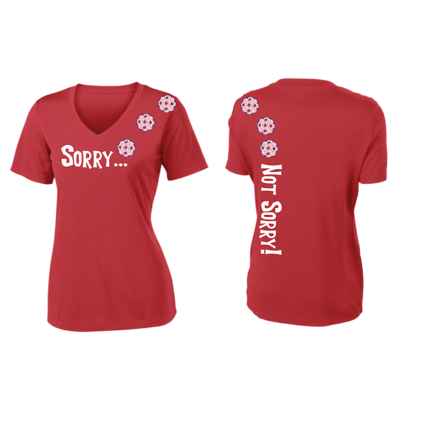 Sorry Not Sorry Customizable (Color Patriotic Stars) | Women’s Short Sleeve V-Neck Shirt | 100% Polyester